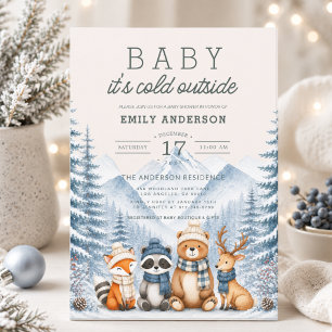 Baby It's Cold Outside Winter Woodland Baby Borrel Kaart