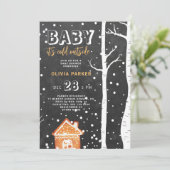 Baby its cold outside winter woodland baby shower kaart (Staand voorkant)