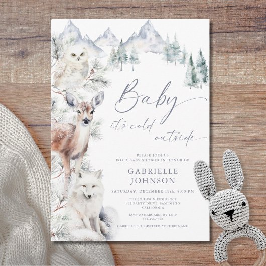 Baby It's Cold Outside Winter Woodland Baby Shower Kaart