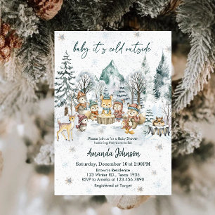 Baby It's Cold Outside Winter Woodland Baby Shower Kaart