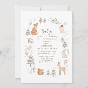 Baby It's Cold Outside Winter Woodland Baby Shower Kaart