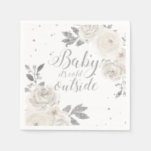 Baby it's Cold Outside Zilveren Glitter Bloemen Se