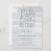 Baby It's Cold Outside Zilveren Grijze Baby Shower Kaart (Voorkant)