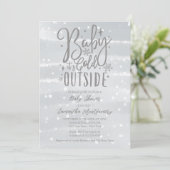 Baby It's Cold Outside Zilveren Grijze Baby Shower Kaart (Staand voorkant)