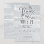 Baby It's Cold Outside Zilveren Grijze Baby Shower Kaart (Voorkant / Achterkant)