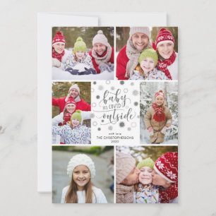 BABY IT'S COVID BUITEN Silver Glitter 6 Foto's Feestdagenkaart