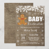 Baby its Kold Outside Gingerbrood Man Baby shower Kaart (Voorkant / Achterkant)