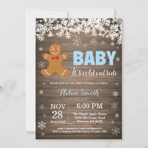 Baby its Kold Outside Gingerbrood Man Baby shower Kaart