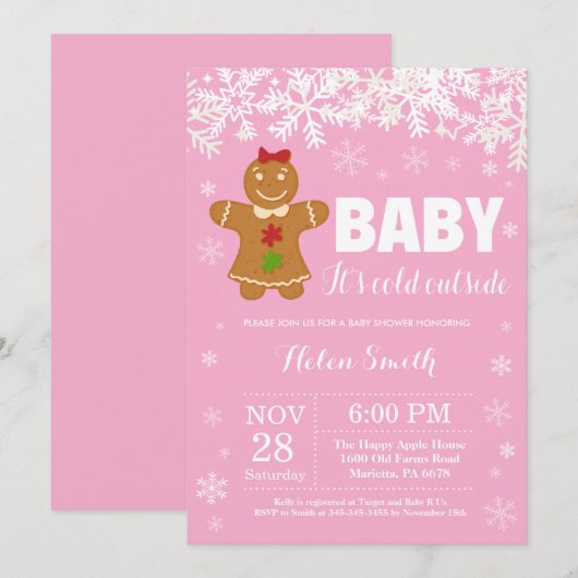 Baby its Kold Outside Gingerbrood Man Baby shower Kaart (Voorkant / Achterkant)