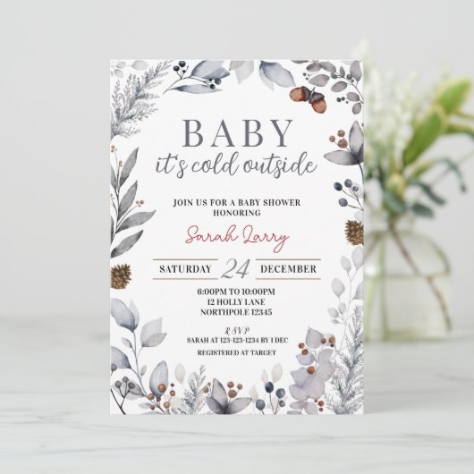 Baby its koude buitenuitnodiging, Winter Kaart (Staand voorkant)