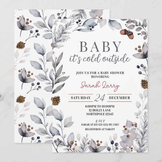 Baby its koude buitenuitnodiging, Winter Kaart (Voorkant / Achterkant)