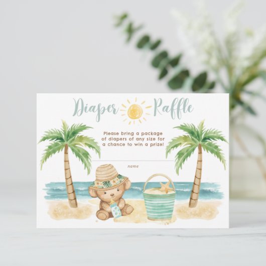 Baby It's Warm Outside Beach Baby Diaper Raffle Informatiekaartje (Staand voorkant)