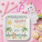 Baby It's Warm Outside Beach Baby Shower Papieren Bordje (Feest)