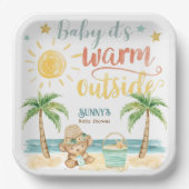 Baby It's Warm Outside Beach Baby Shower Papieren Bordje (Voorkant)