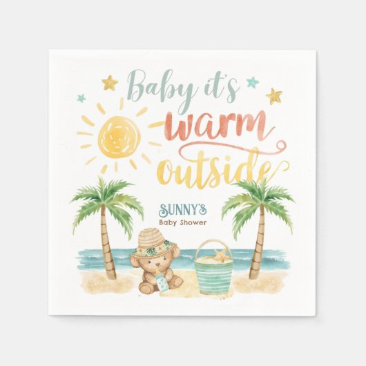 Baby It's Warm Outside Beach Baby Shower Servet (Voorkant)