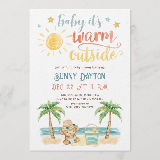 Baby it's Warm Outside Tropical Beach Baby Shower Kaart (Voorkant)