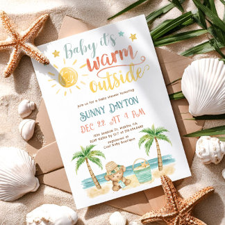 Baby it's Warm Outside Tropical Beach Baby Shower Kaart