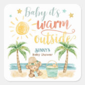 Baby It's Warm Outside Tropical Beach Baby Shower Vierkante Sticker (Voorkant)