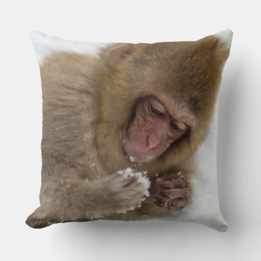 Baby Japans Macaque | Sneeuwaap Kussen (Voorkant)