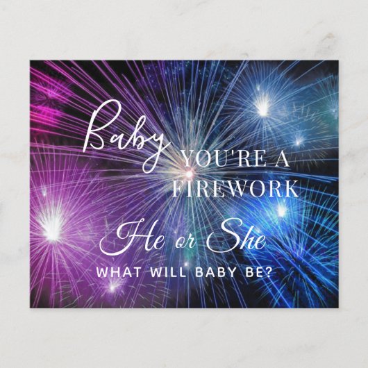 Baby je bent een vuurwerk blauw roze sekse openbar (Voorkant)