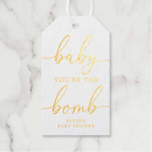 Baby Je bent het Bomb Gold Foil Favor Gift Label