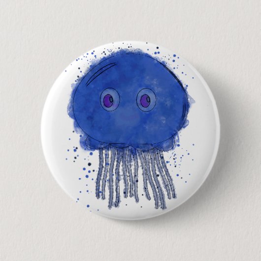 Baby Jellyfish Waterverf Ronde Button 5,7 Cm (Voorkant)