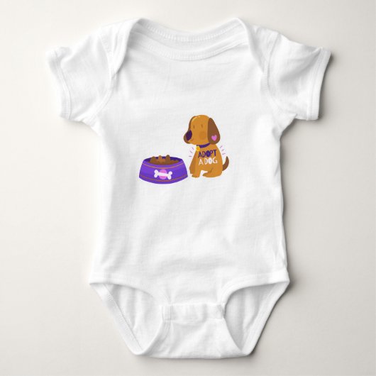 Baby Jersey Bodysuit met Schattige hondenprint (Voorkant)