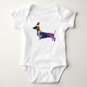 Baby Jersey Bodysuit, Santa Dachshund Dog Romper