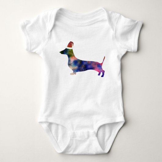 Baby Jersey Bodysuit, Santa Dachshund Dog Romper (Voorkant)