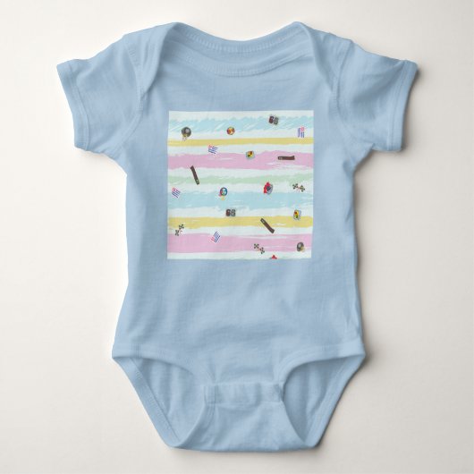 Baby Jersey Bodysuit – Sports & Stripes Pastel  (Voorkant)