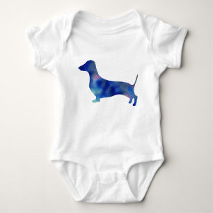 Baby Jersey Bodysuit, White Dachshund Dog Romper