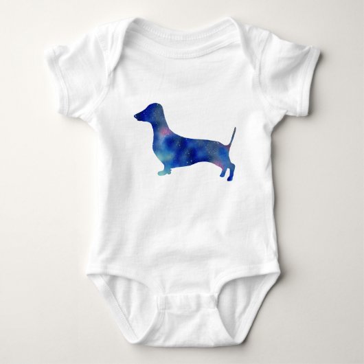 Baby Jersey Bodysuit, White Dachshund Dog Romper (Voorkant)