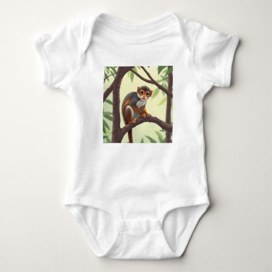 Baby Jersey romper | Schattige Monkey Design (Voorkant)