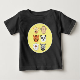 Baby jersey T-shirt 6 dieren ontwerp