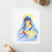 Baby Jesus 3 Kaart Blank binnen w Envelope Notitiekaartje (Voorkant / Achterkant in situ)