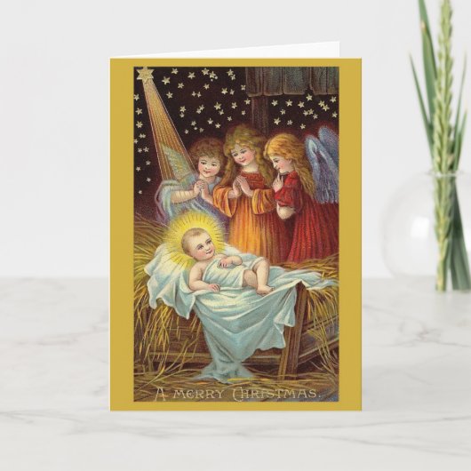  Baby Jesus & Angels Kerst Kaart (Voorkant)