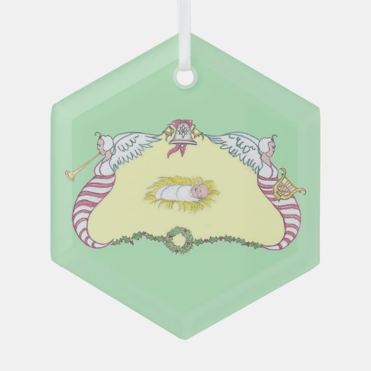 Baby Jesus Cartouche Glas Ornament (Voorkant)