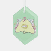 Baby Jesus Cartouche Glas Ornament (Voorkant links)