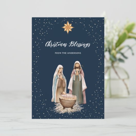 Baby Jesus Christelijke Kerstmis Feestdagenkaart (Staand voorkant)