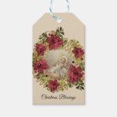 Baby Jesus Christmas Bloemen Religieuze krans Cadeaulabel (Voorkant)