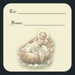 Baby Jesus Christmas Gift Label<br><div class="desc">Baby Jesus in de Manger Christmas Gift Label</div>