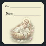 Baby Jesus Christmas Gift Label<br><div class="desc">Baby Jesus in de Manger Christmas Gift Label</div>