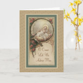 Baby Jesus Christmas Roses Vintage Kaart (Gele Bloem)