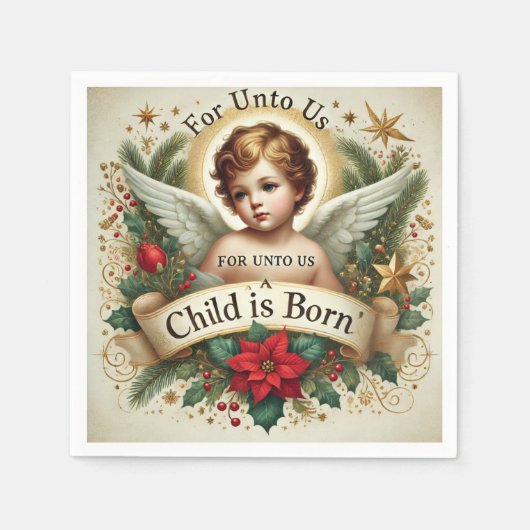 Baby Jesus Christmas Scripture Verse Découpage Servet (Voorkant)