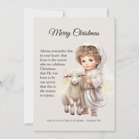 Baby Jesus en lamsfeest Kaart (Achterkant)