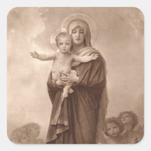 Baby Jesus en Moeder Maria Vierkante Sticker