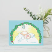 Baby Jesus Enwreathed Feestdagenkaart (Staand voorkant)