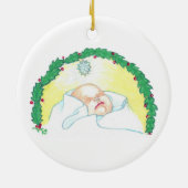 Baby Jesus Enwreathed Keramisch Ornament (Achterkant)