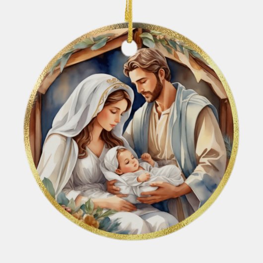 Baby Jesus | Geboorte vakantie Kaart Keramisch Ornament (Achterkant)