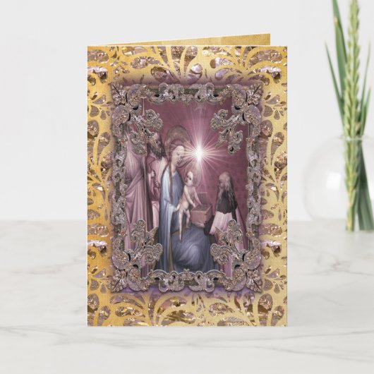 Baby Jesus Gifts brengen Feestdagen Kaart (Voorkant)